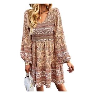 Cupshe Floral Long Sleeve Dress - Multicolor